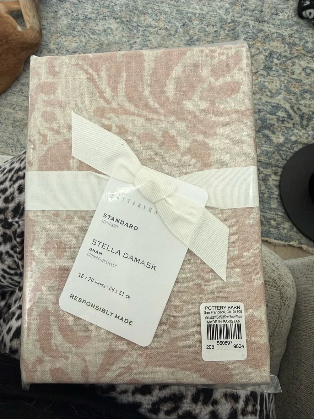Pottery Barn Blush Pink Stella Damask Pillow Sham Standard Size